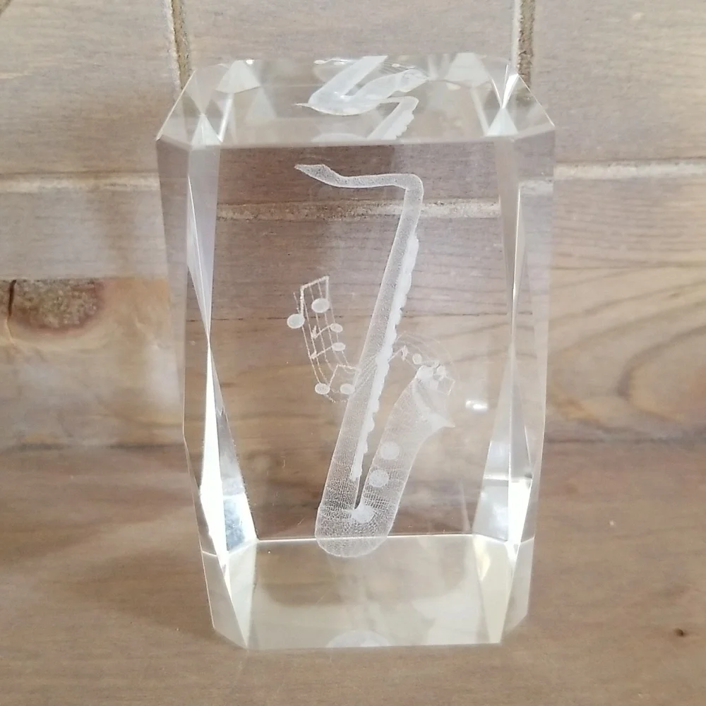 Crystal Prism Glass with Saxophone